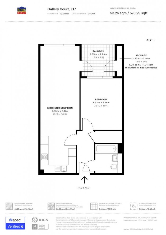 Floorplan for Gallery Court, Fulbourne Road, London