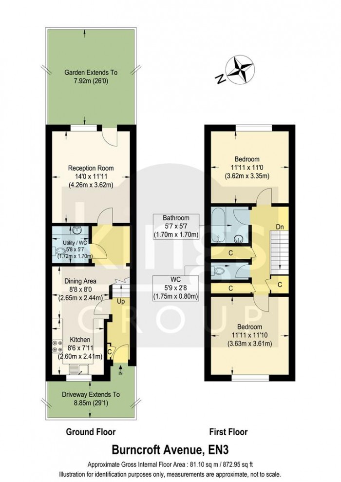 Floorplan for Burncroft Avenue, Enfield