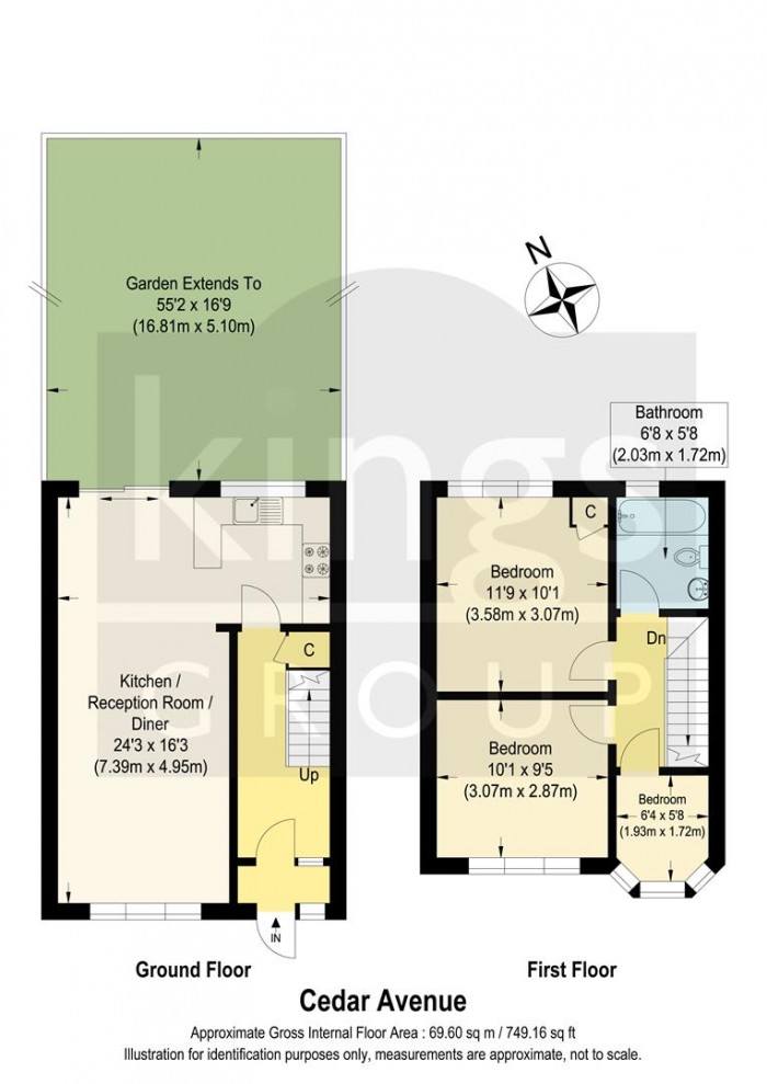 Floorplan for Cedar Avenue, Enfield (Chain-free)