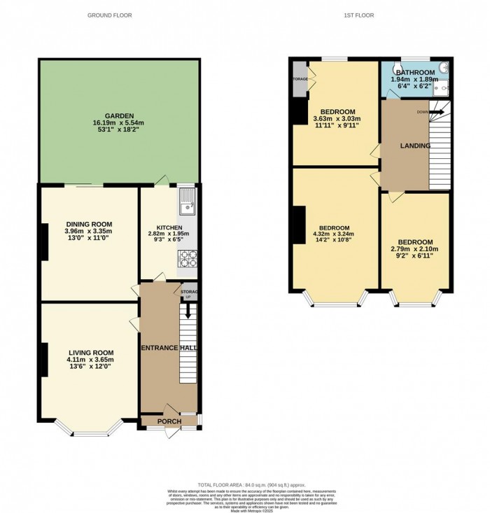 Floorplan for Brantwood Road, London