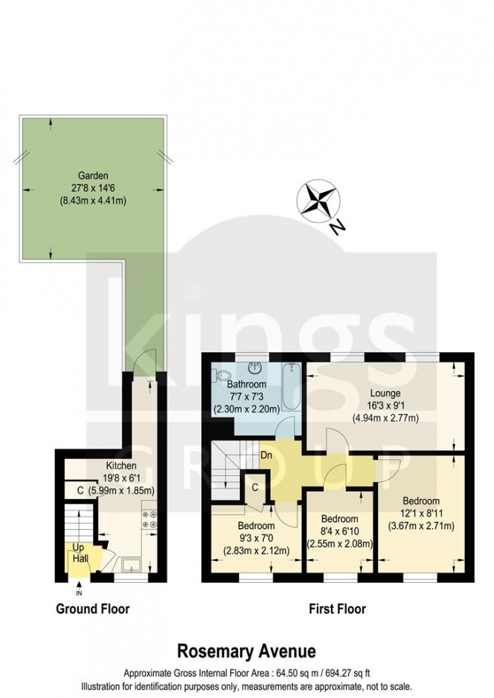 Floorplan for Rosemary Avenue, Enfield