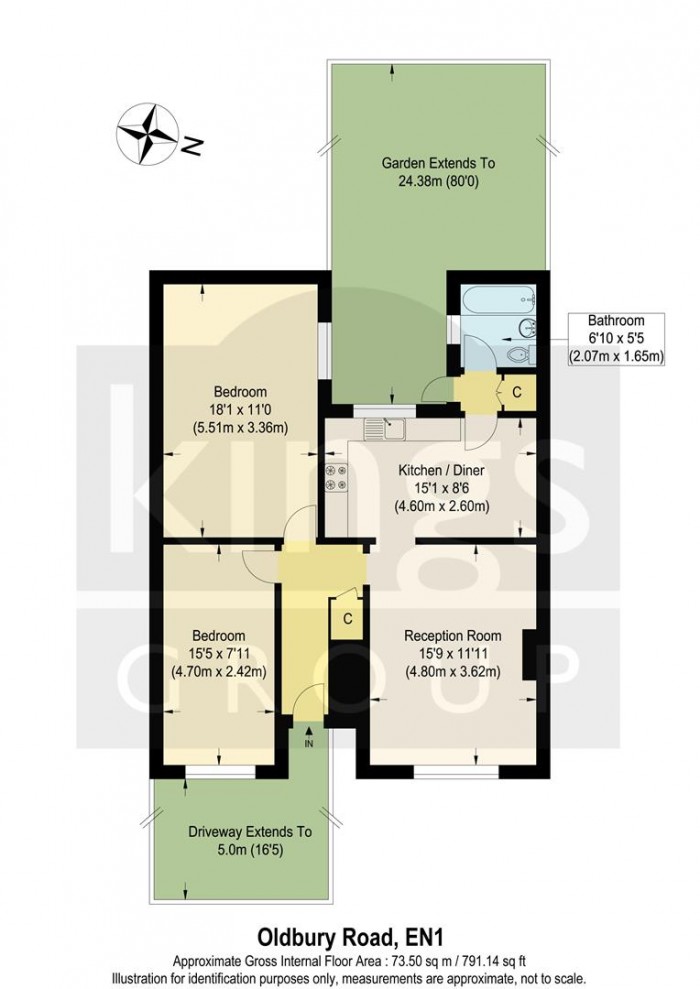 Floorplan for Oldbury Road, Enfield