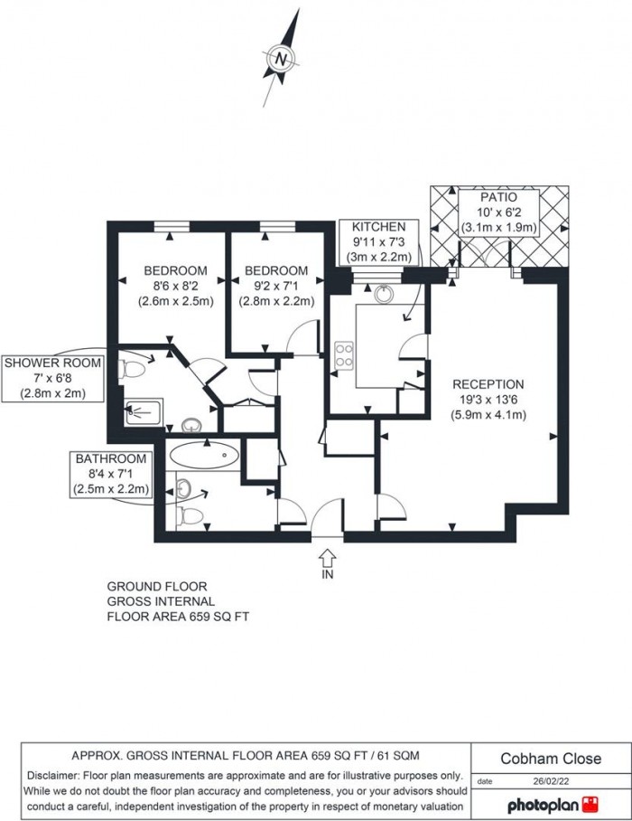 Floorplan for Cobham Close, Enfield